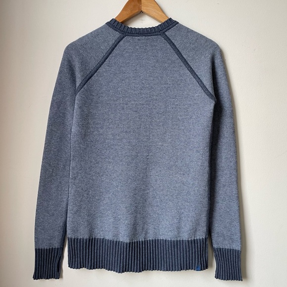 Lululemon Still Lotus Reversible Sweater Crew Blue Grey Stripe XS 2 4 Pullover - Picture 6 of 10
